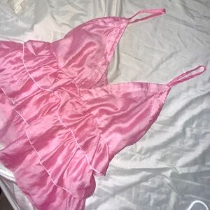 Pink ruffled cami